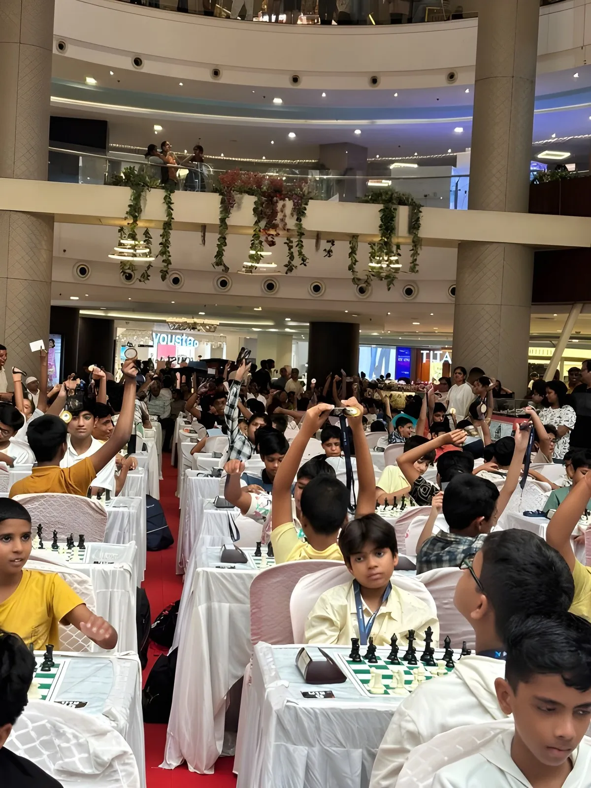 Games in progress at Crown Mall.